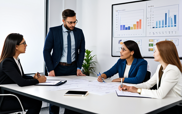 비즈니스 코칭과 업무 효율성 - **Prompt:** A professional businesswoman in a modern, bright office, working on a laptop. She's wear... 비즈니스 코칭과 업무 효율성 - **Prompt:** A professional businesswoman in a modern, bright office, working on a laptop. She's wear...