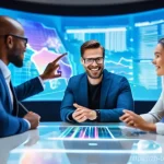 비즈니스 코칭 시장 동향 - **Prompt: Market Growth & AI-Human Synergy in Business Coaching**
    A dynamic and vibrant image de...