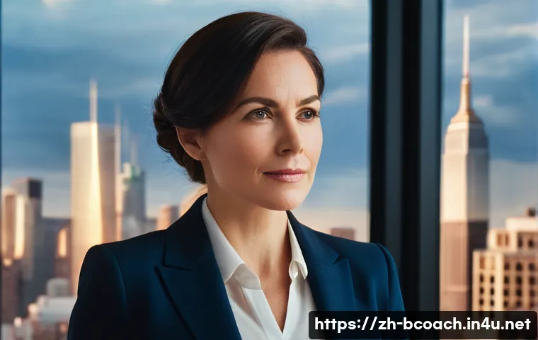 비즈니스 코칭 중점 과목 설명 - **Prompt:** A confident female business leader, in her late 30s, stands tall in a modern, brightly l...